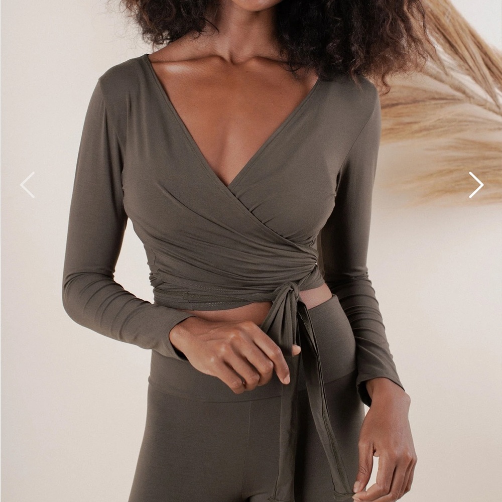 Olive Green Wrap Crop Top